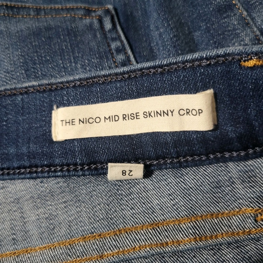 Denim Forum Aritzia The Nico Mid Rise Skinny Crop‎ Raw Released Hems Size 28 - Picture 5 of 11